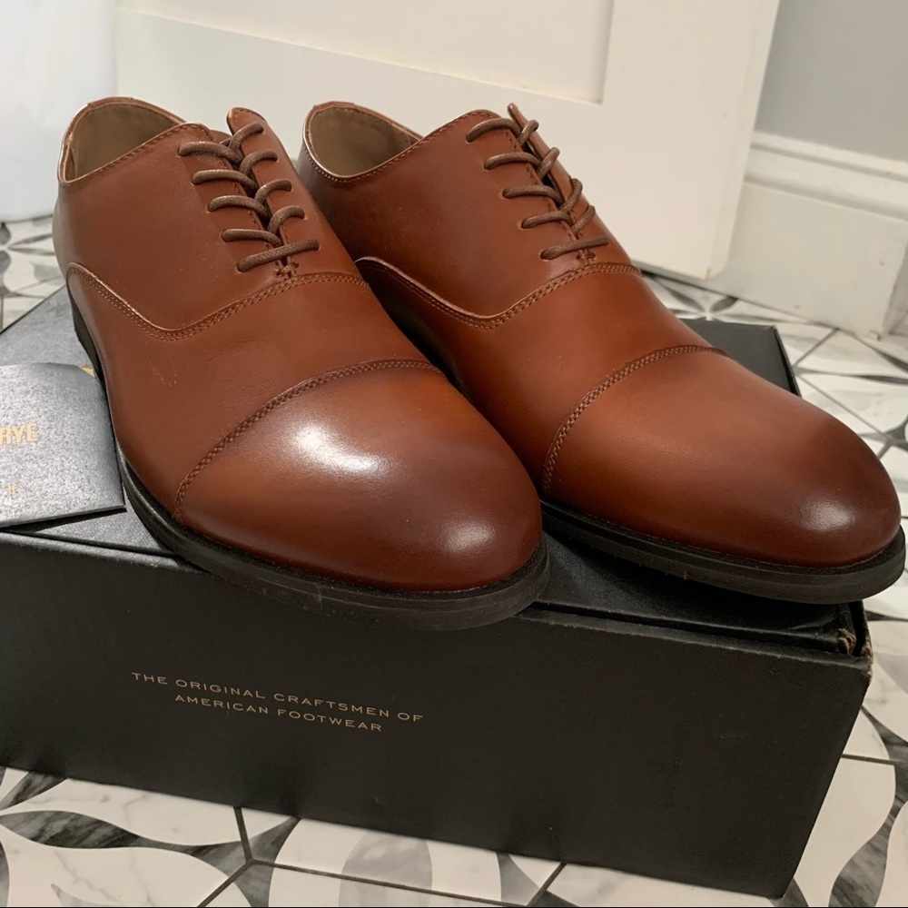 FRYE | NIB Mens Leather Scott Cap Toe Oxford in Cognac Brown #80168 sz 10